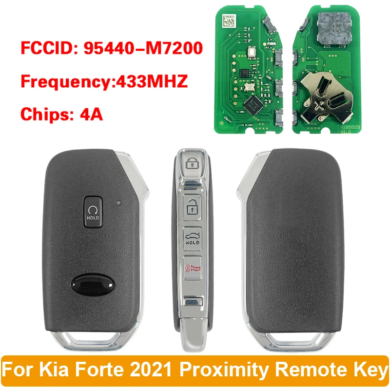 

CN051289 для Kia Forte 2021, умный бесконтактный дистанционный ключ, арт.: 95440-M7200 CQOFD00790, чип 4A