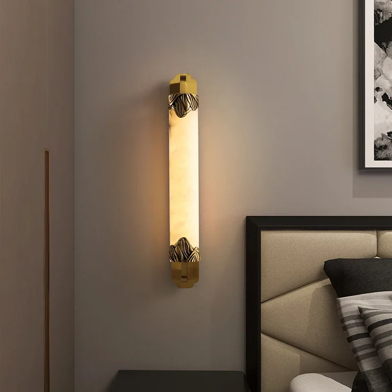 Abel luz de parede de latão led moderno luxo arandelas de mármore decoração interior para casa quarto sala estar corredor