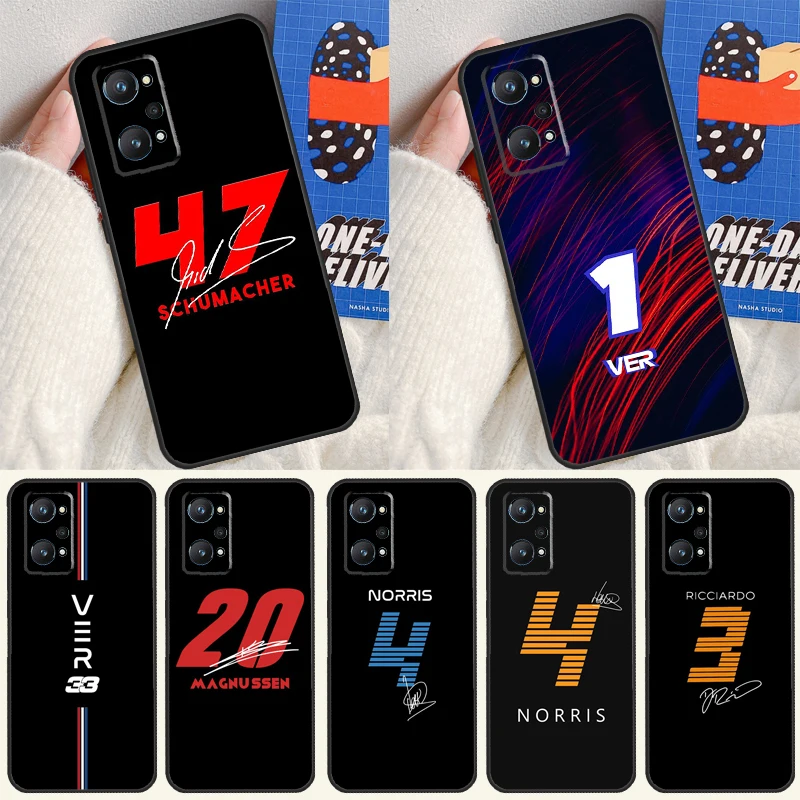 F1 Formula 1 Number For Realme 10 11 Pro Plus GT Neo 5 2T C21Y C30 C31 C33 C35 C55 OnePlus Nord CE 2 3 Lite Case