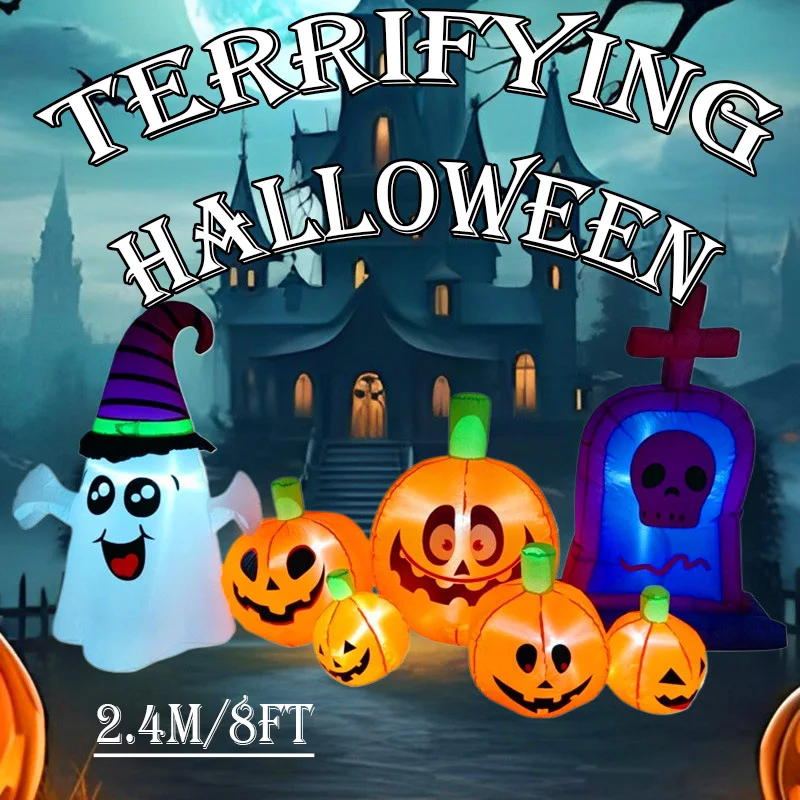 

2,4 м/8 футов Хэллоуин Надувные игрушки декор Тыква Призрак с лампочками наружный Двор Сад ужасное украшение для Хэллоуина