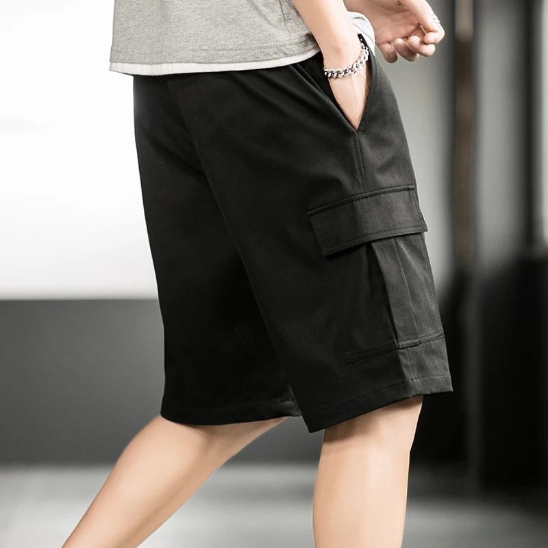 شورت ملابس العمل للرجال مع حزام خصر مطاطي كاجوال وتصميم برباط، يتميز بحزام خصر كبير ومطاط كلاسيكي