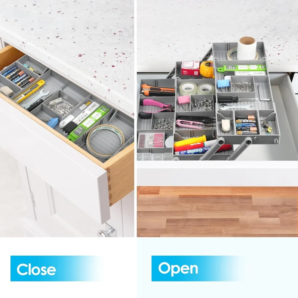 Multi-layer Smart Drawer Organizer, 3-layer Drawer Organizer, expandable Junk Drawer Organizer Cosmetics, Jewelry, desk, Office,