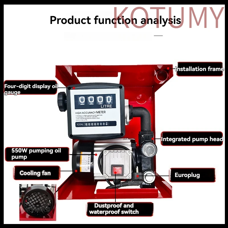 220V 550W Portable Electric Oil Pump, Diesel Drive Pump, DC Self-priming Pump, High Flow Vehicle Fuel Pump Assembly