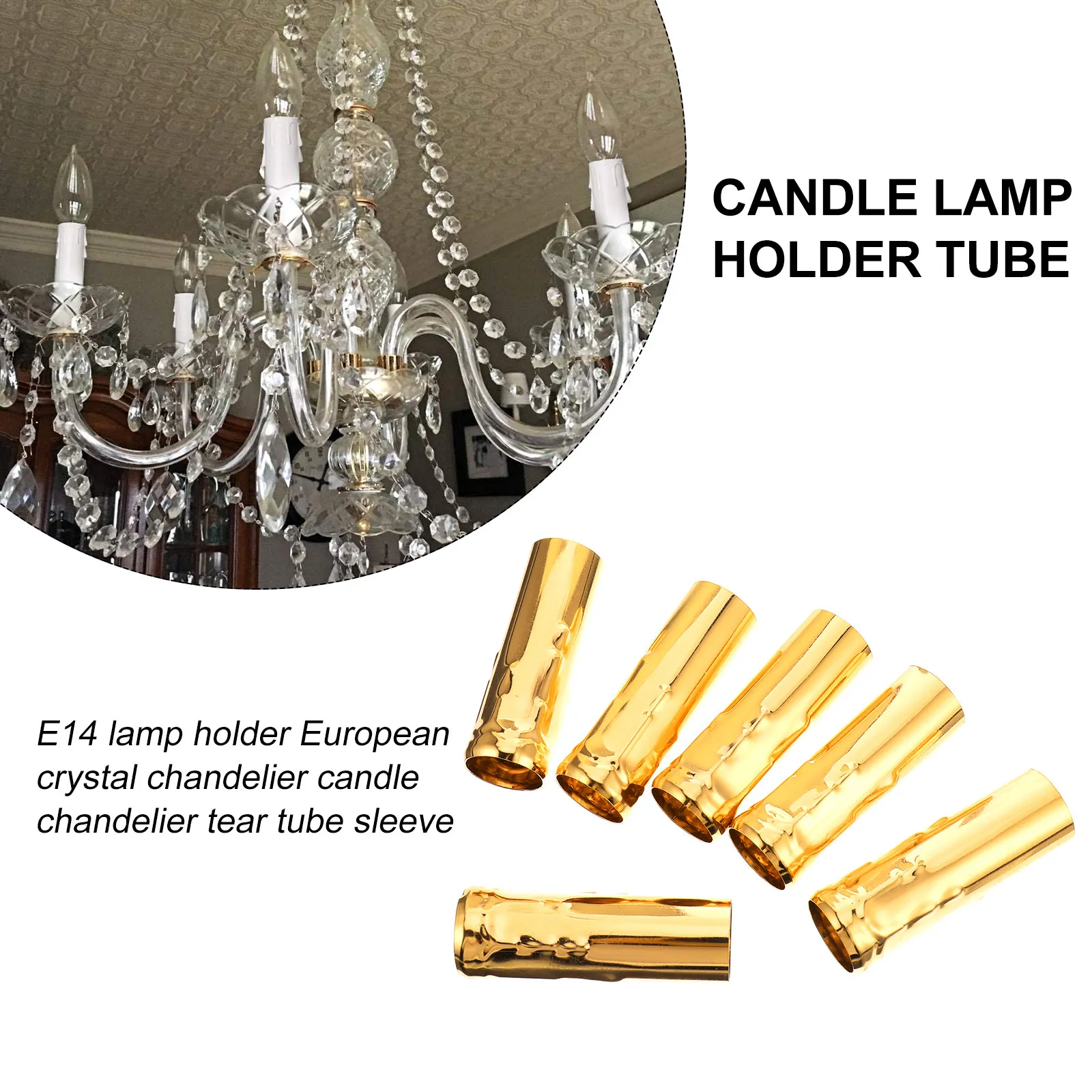 6Pcs European Crystal Chandelier Lamp Base Sleeves Retro Candelabra Socket Covers Iron Tubes Replacement