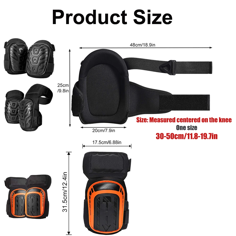 Professional Knee Pads for Construction Work and Gardening, Anti-Rolling Heavy Duty Cap, Thick Gel Cushion Adjustable Straps