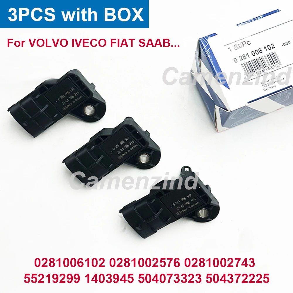 

3 шт. датчик давления наддува 0281006102 0281002576 0281002743 55219299 1403945 504073323 504372225 для VOLVO IVECO FIAT SAAB