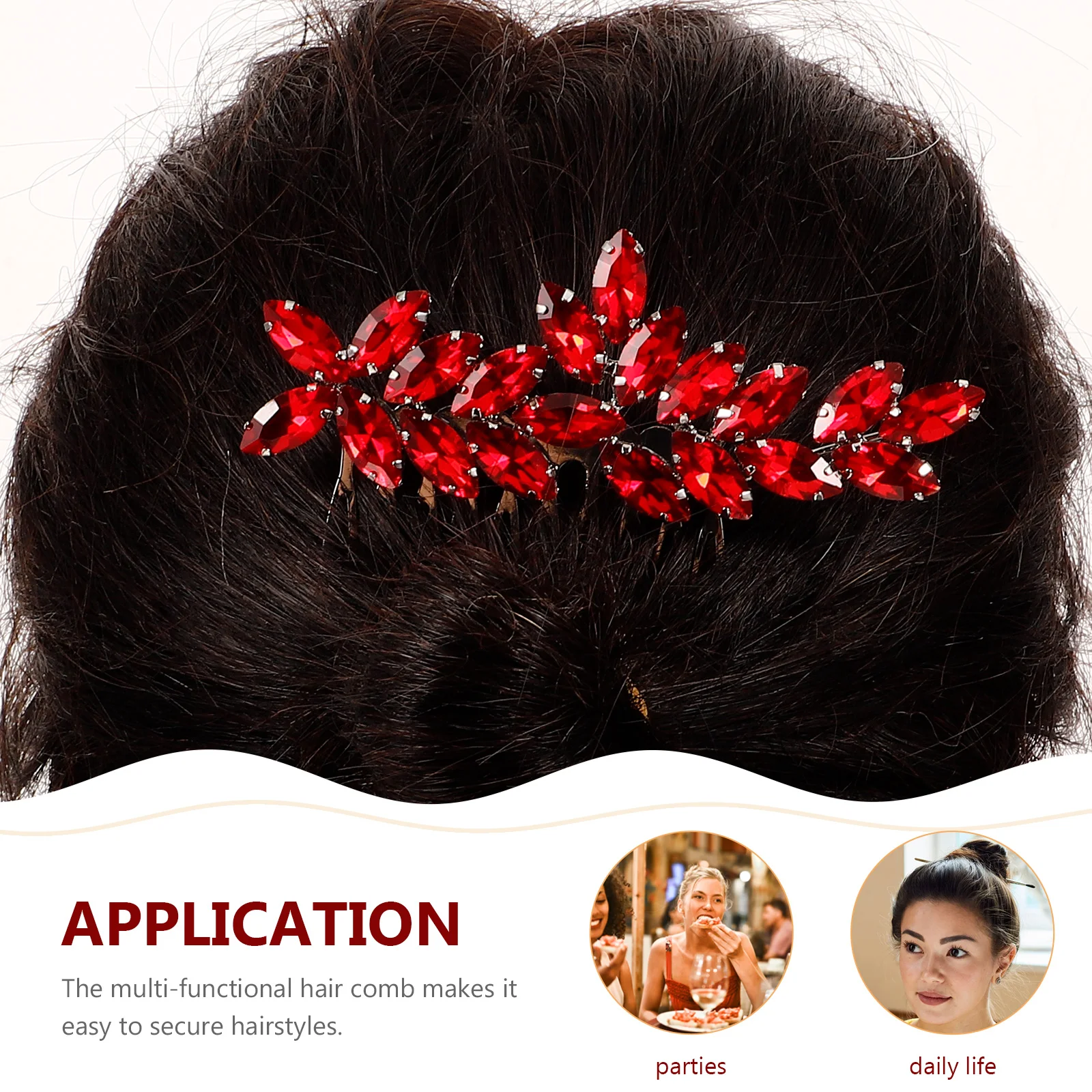 

Bridal Hair Comb Wedding Accessories Rhinestone Combs for Women HSJ6836SRED Glamorous Hairstyle Easy to Use Comfortable