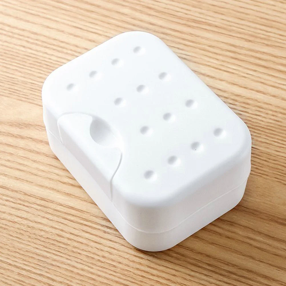 

2Pcs Portable Waterproof Soap Box Sealed Travel Tray Storage Container with Sponge for Home Use White Soap Box