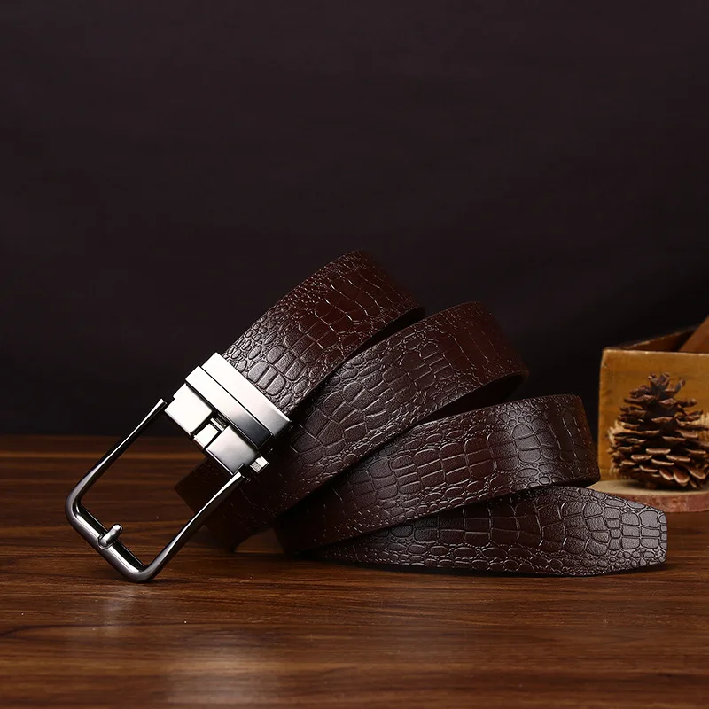 Genuine Leather Belt For Man Top Quality Luxury Famous Brand Male Belts Automatic Buckle Mens Crocodile Pattern Belt