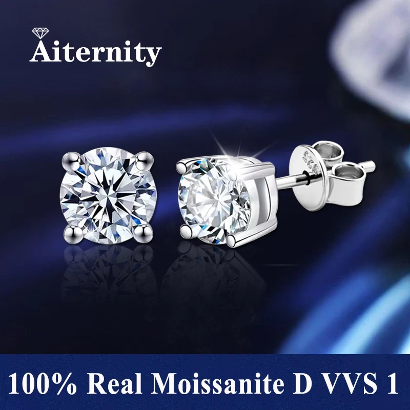 Promotion 100% Sterling Silver D VVS1 Pass Diamond Tester Pen Moissanite Stud Earrings For Women 2 GRA Certificates Moissanite