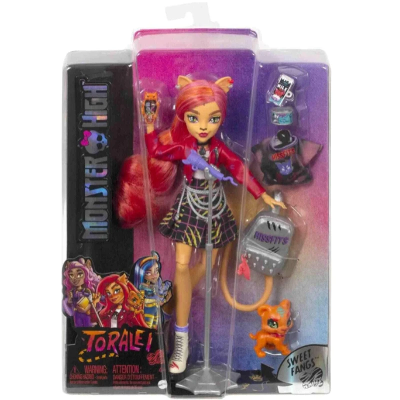 Muñeca coleccionable Original Monster High Cat Toralei Stripe con mascota y accesorios, juguetes para jugar a las casitas para niñas, regalo de Navidad