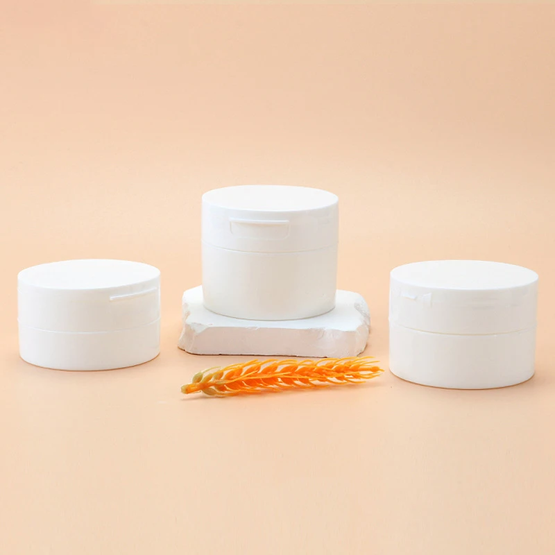 50/80/100g Refillable Bottle With Hand Pulled Mat And Spoon Face Cream Jar Cosmetic Box White Empty Plastic Flip-Top Container