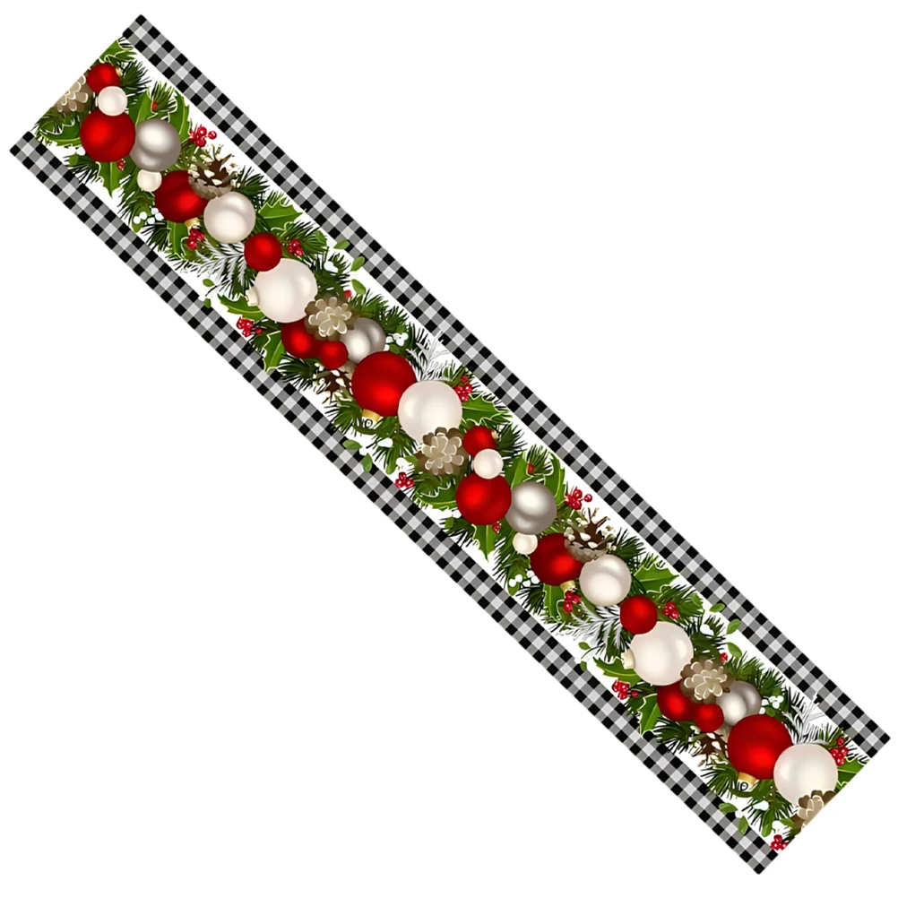 

Linen Christmas Table Runner Large Size Festive Holiday Decor Tablecloth Fireplace Kitchen Party Decoration Xmas Table Flag