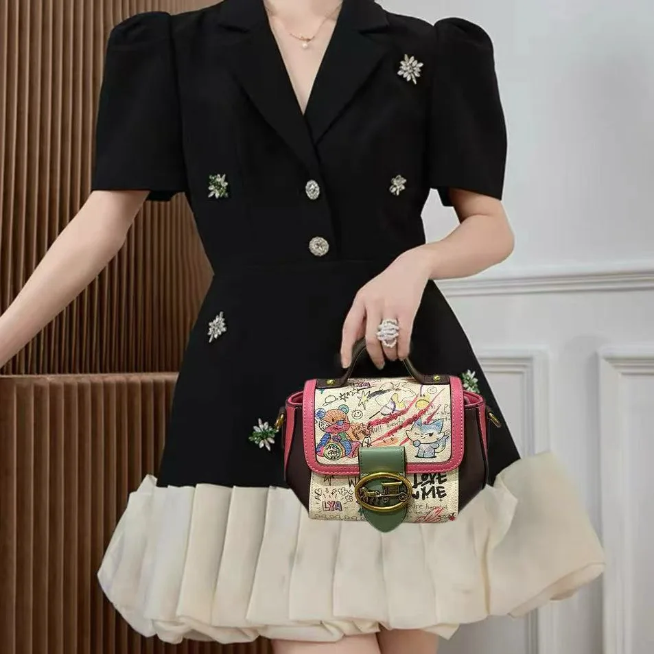 

Классическая уникальная дизайнерская сумка для подгузников для женщин, элегантная кожаная сумка через плечо, стильная винтажная сумка-мессенджер и сумка на плечо.