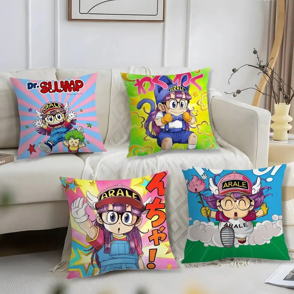 Cartoon Dr S-Slump Arale Pillow Case Short Plush Print Cushion Cover Square Throw Pillow Covers Sofa Home Decor