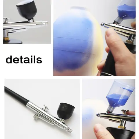Bärbar sprutpistol för keramik, sprutkanna i rostfritt stål, glasyrverktyg med luftpump, sprutpistol för färg, keramisk glasering, blåsande glasyrset 8 best sales Keramikunderglasyr - №4