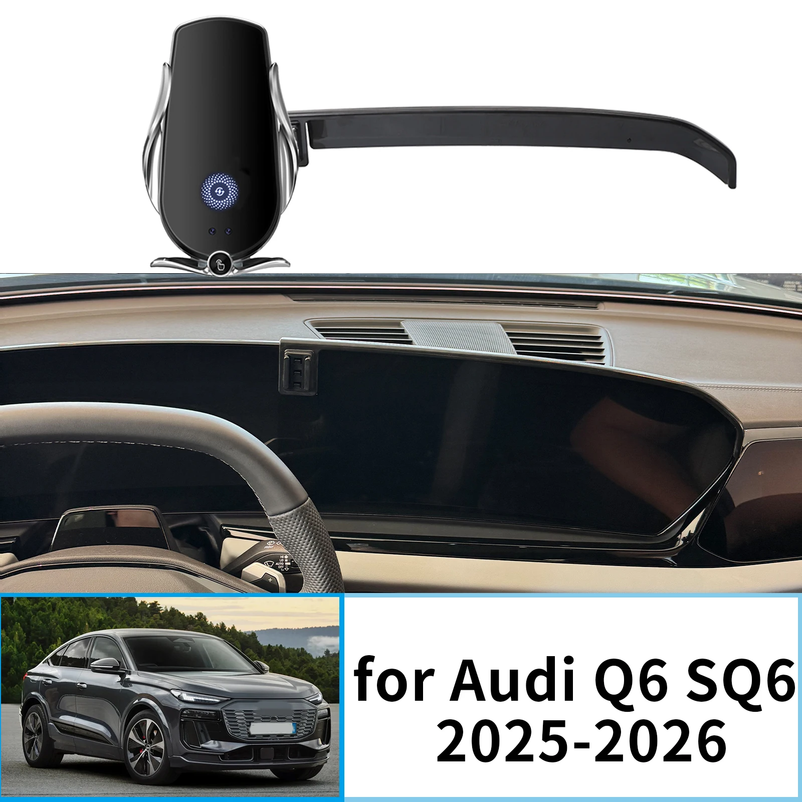

Car Mobile Phone Holder for Audi Q6 SQ6 Sedan 2025 2026 Sportback Electric GPS Bracket Navigation Stand Auto Accessories