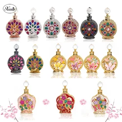 12ml Arab Peacock Orchid Plum Flower Stones Metal Refillable Perfume Bottle Fragrance Attar Oil Glass Bottles Home Decor Gift