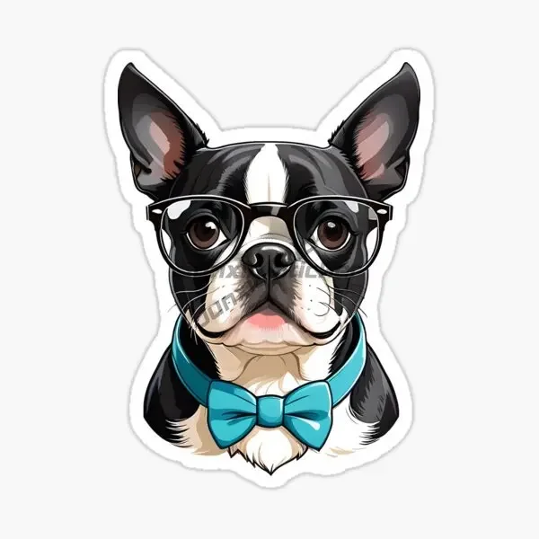 Boston Dog Pet Cute PVC Car Sticker for Decorate Car Bicycle Van Helmet Fridge Table Room Decal Accessories