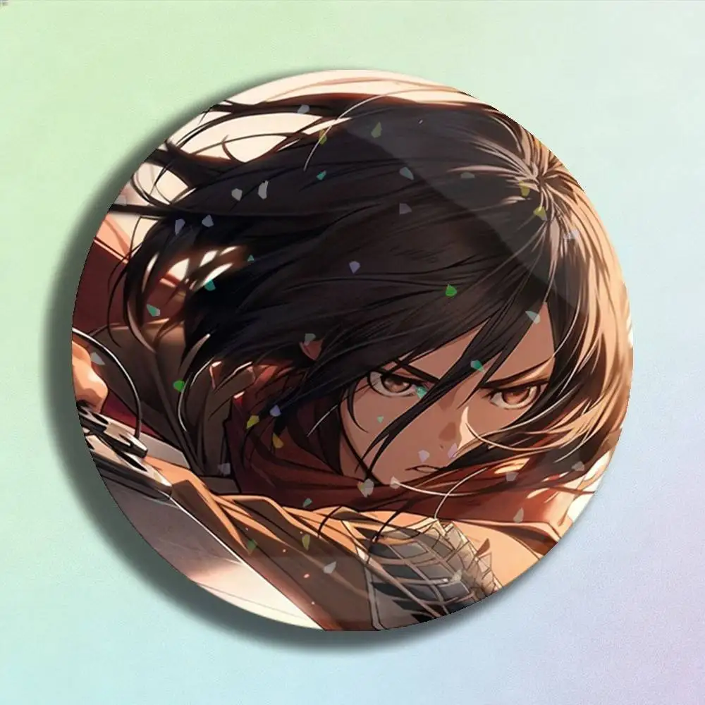 Attack on Titan Mikasa Ackerman Icon Badge Handmade Tinplate Brooch for Backpack Clothes Chest Ornament Gifts