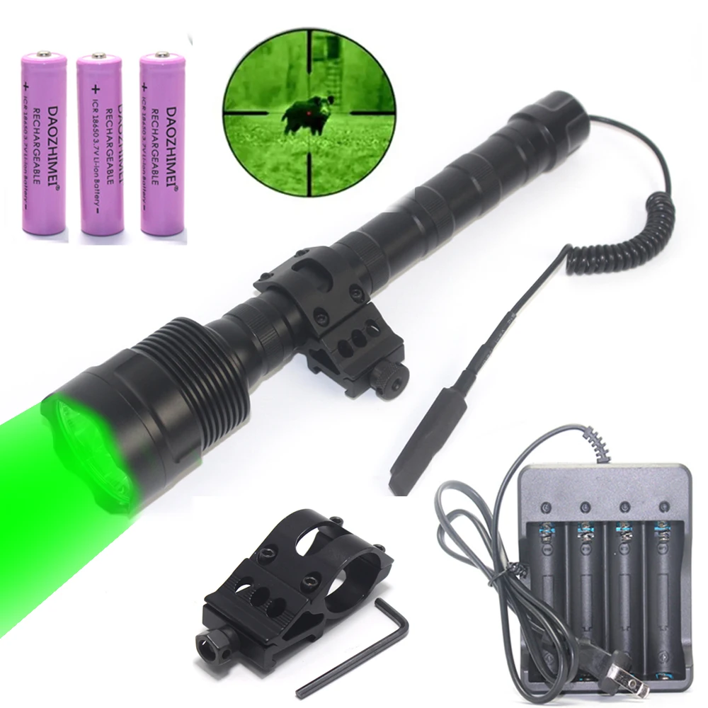 

LED Green Hunting Light 500Yards High Lumens Green Light 1-Mode Tactical Flashlight for Hog Coyote and Varmint Night Hunting