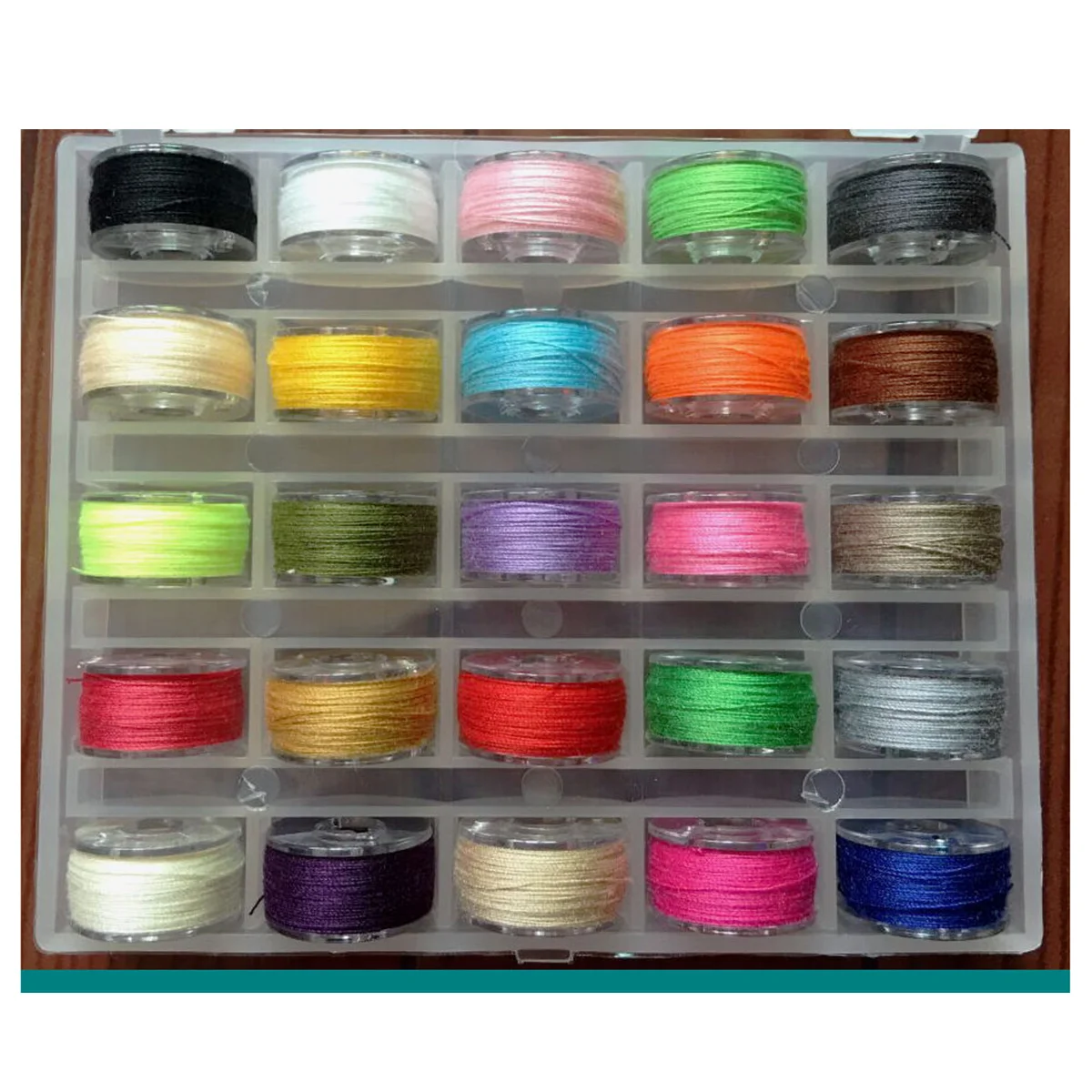 

25 Pcs Transparent Bobbin Embroidery Colored Thread for Sewing Machine Spool Bobbins Boxes Case Detachable