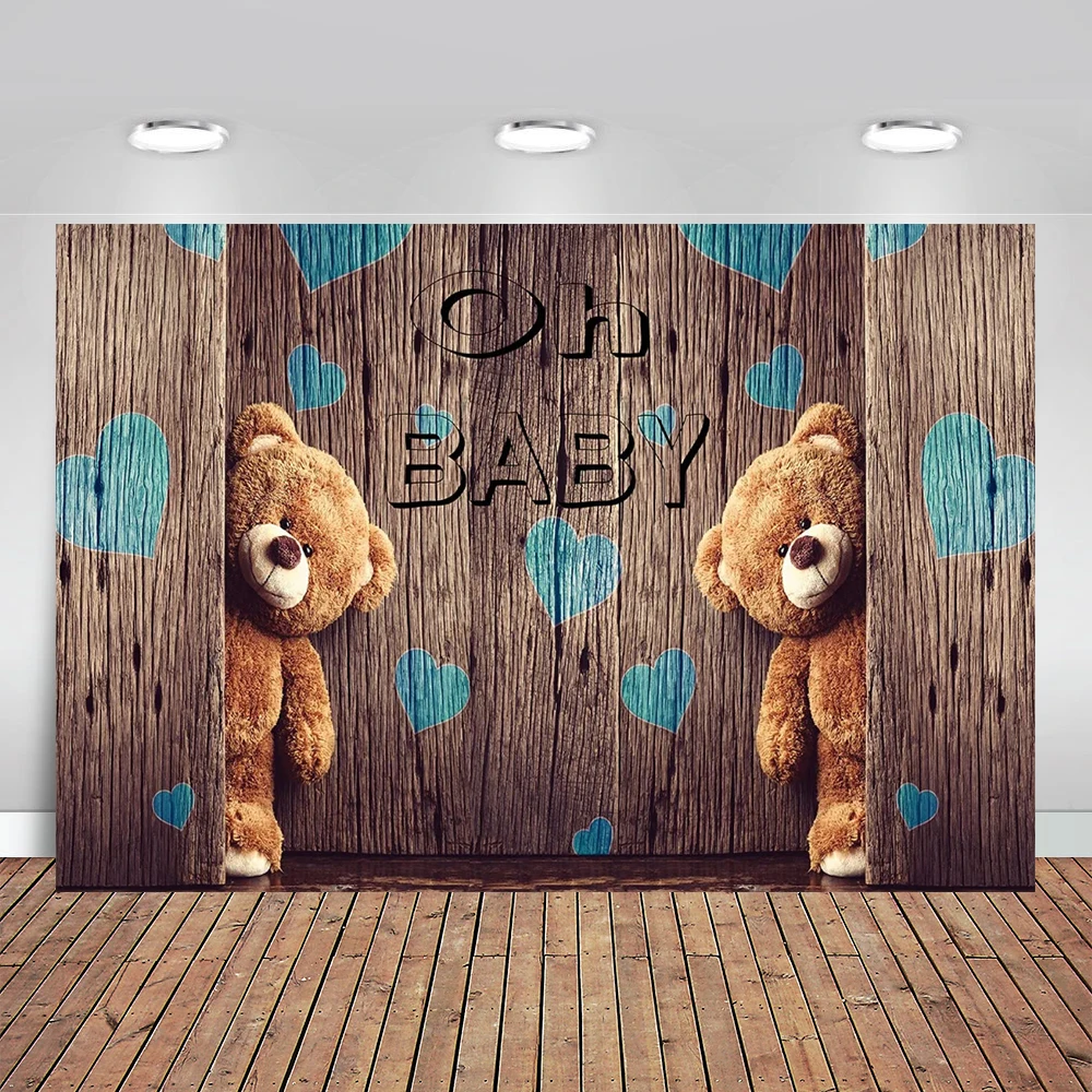 Oh Baby Shower Backdrop Rustic Wood Wall Background It's A Boy Newborn Baby Happy 1st Birthday Party Decorations Banner