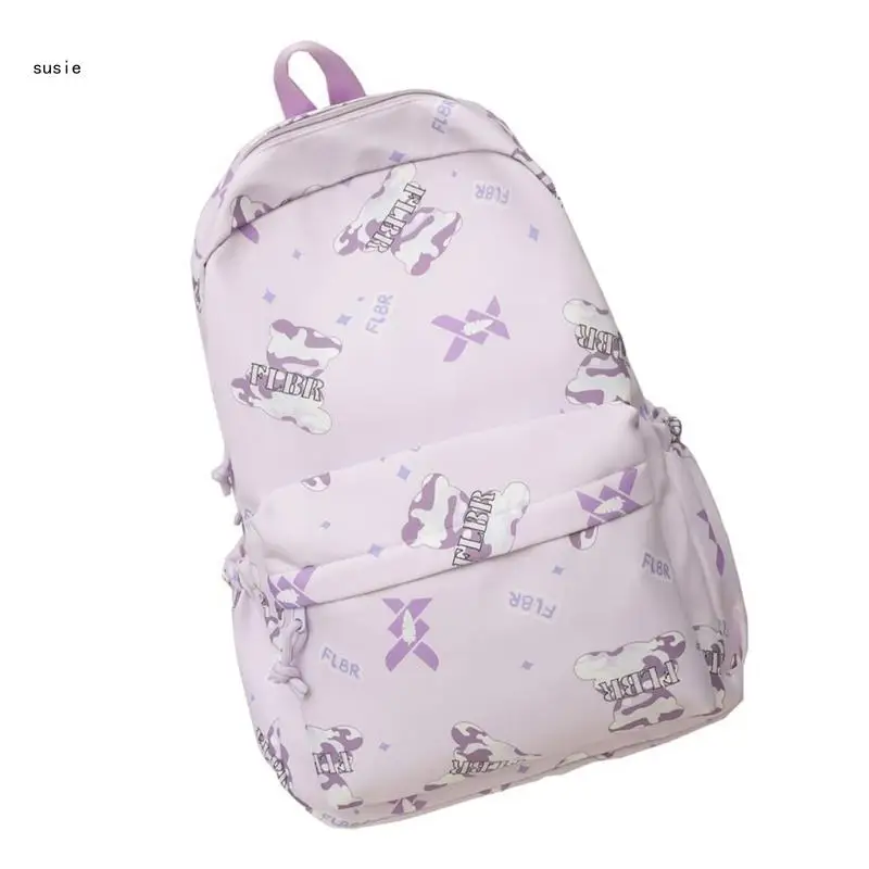 X7YA Large Capacity Backpack Student School Backpack Teen Lovely Bear Print Backpack