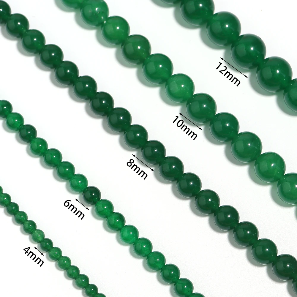 Dark Green Natural Chalcedony Stone Beads Loose Gemstone Beads DIY Bracelet Charms Handmade Jewelry Making Accessories 4-12mm