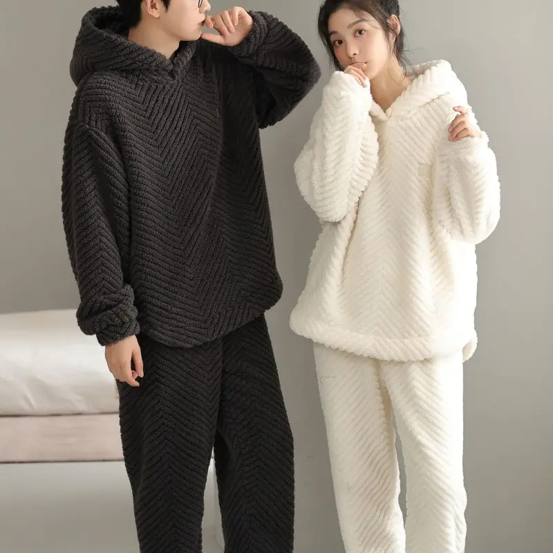 Conjuntos De Pijama Pajamas For Women Cotton Set Warm Flannel Robe Winter Home Sleepwear Women Stretch Pyjama Nightwear Women