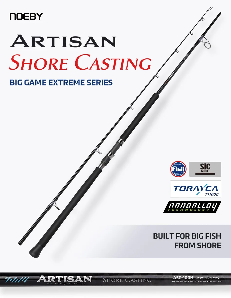 NOEBY Artisan Shore Casting Angelrute 2,87m 3,05m Max. Bremskraft 22kg Fuji Teile 2 Abschnitte H XH XH+ für Großfische GT Thunfisch Angelrute – Detail 4
