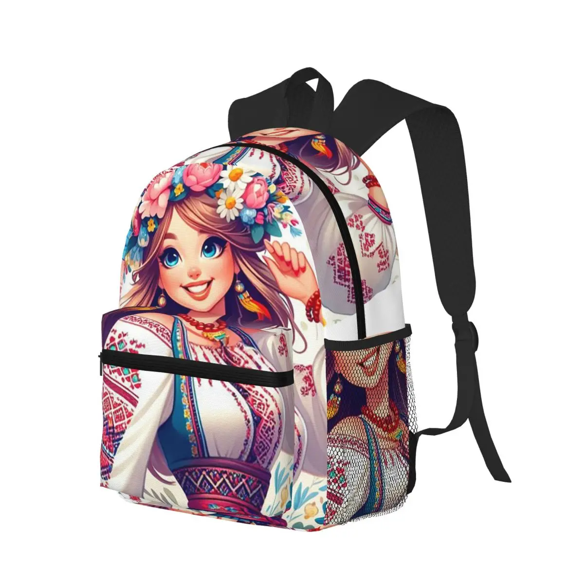 

Folk Dance Floral Design Student Backpack School Bag Hiking Travel Daypack for Boys Girls Bookbag Shoulder Bags