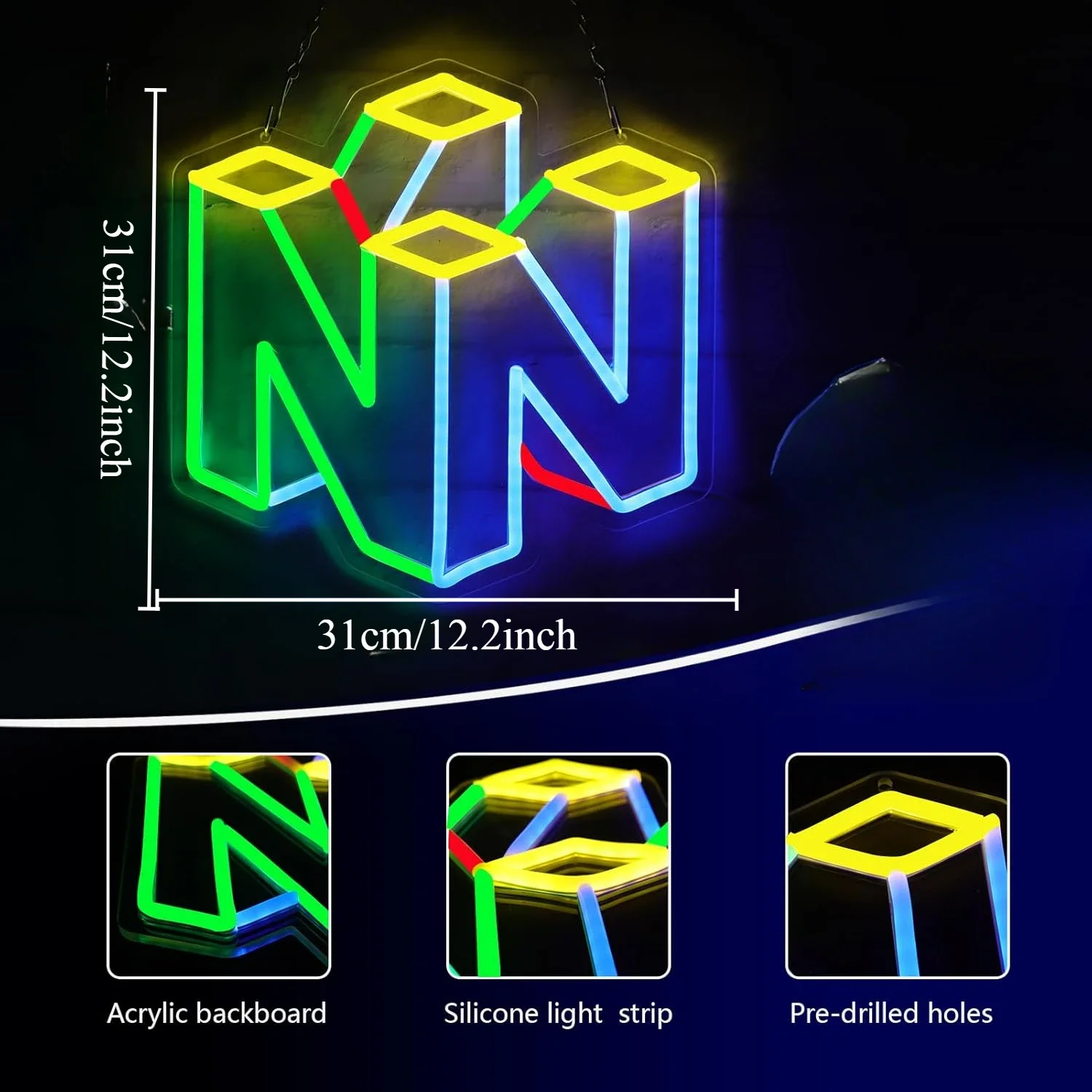 Hexagon Wave Neon Sign LED Wall Art USB Powered Colorful Geometric Abstract Decor Gaming Room Studio Bar Aesthetic Hanging Light