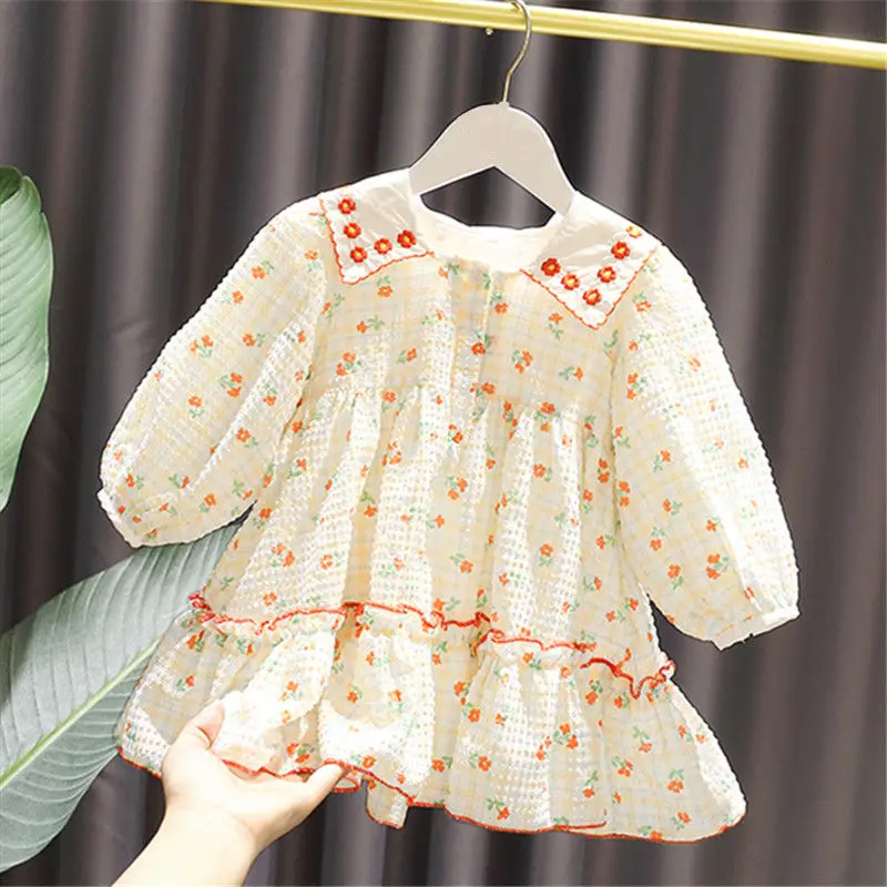 

2022 New Girls Baby Flowers Princess Dress Spring Autumn Cute Girl Kids Birthday Dresses Children Clothes Vestidos 0-7age