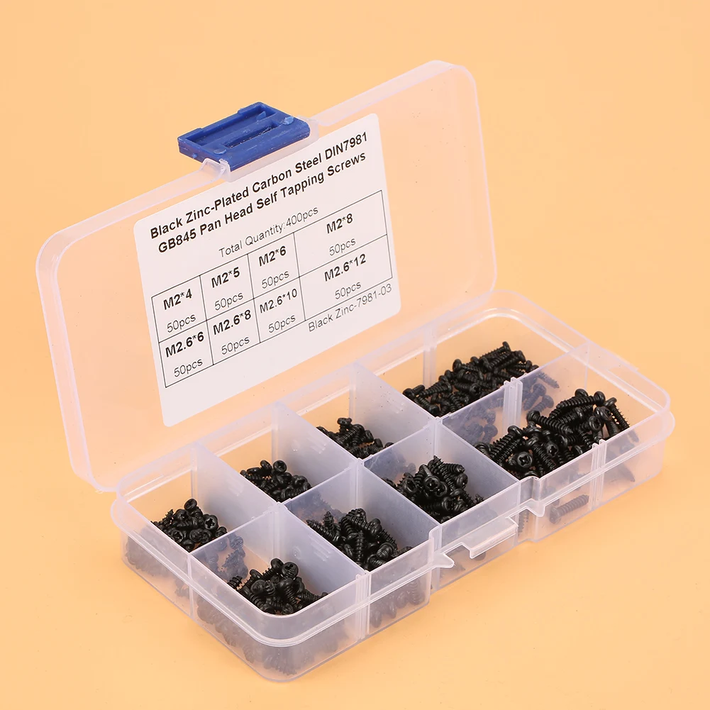 Screw Pan Head Tapping Screw Pan Head Screw Black M2/M2.6  Pan Head Self Tapping Screws Set Assortment Kit