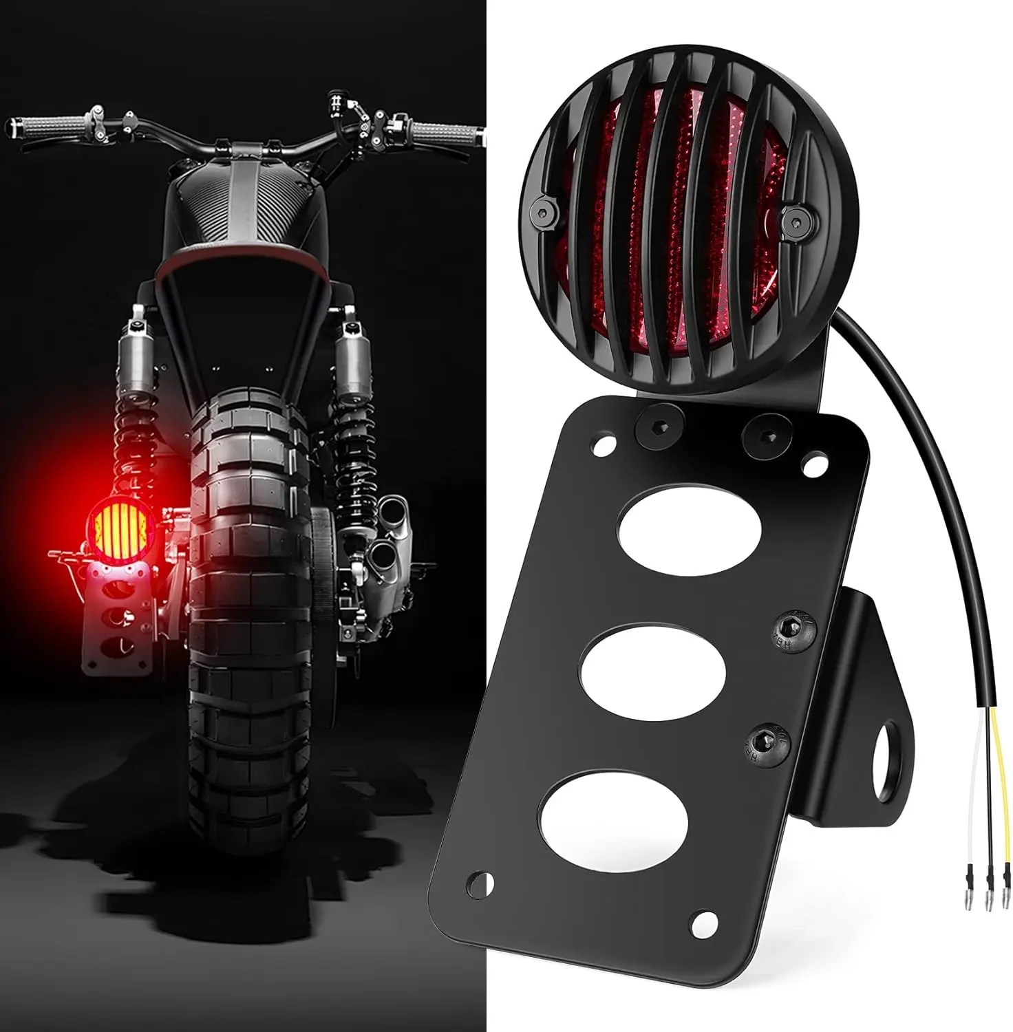 

IP67 Waterproof Motorcycle Side Mount License Plate Rear Light Compatible for Bobber Chopper Yamaha Suzuki Honda Kawasaki