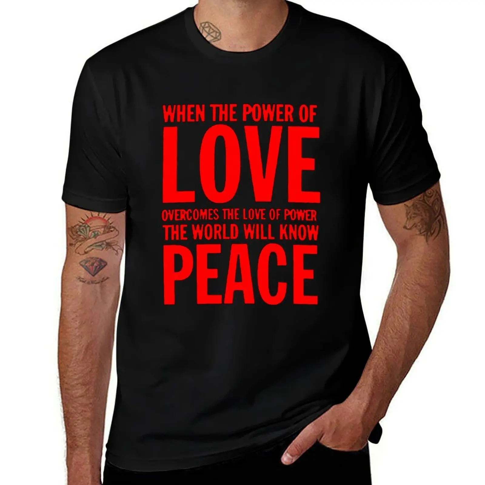 Quand la puissance de l'amour surpasse l'amour du pouvoir, le monde connaitra la paix T-Shirt athlétique à séchage rapide pour hommes