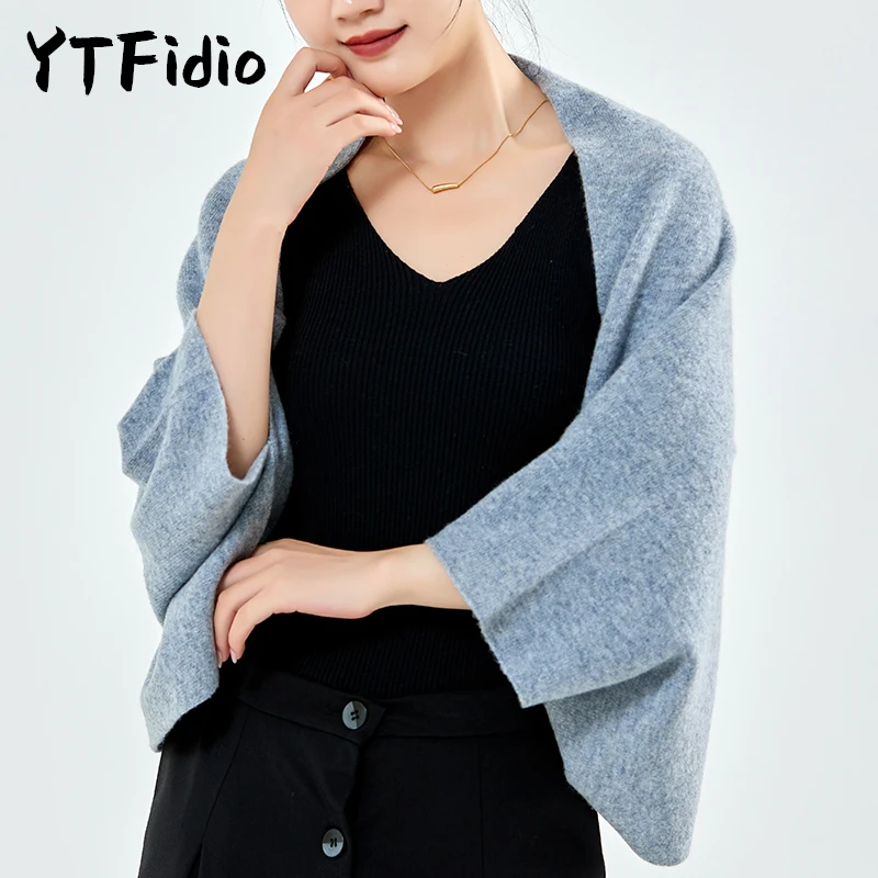 YTFidio 100% Wool Scarf Shawl Women Luxury  Bright Solid Colors Women Scarf Winter Shawl and Wrap Tassel Female Foulard  78