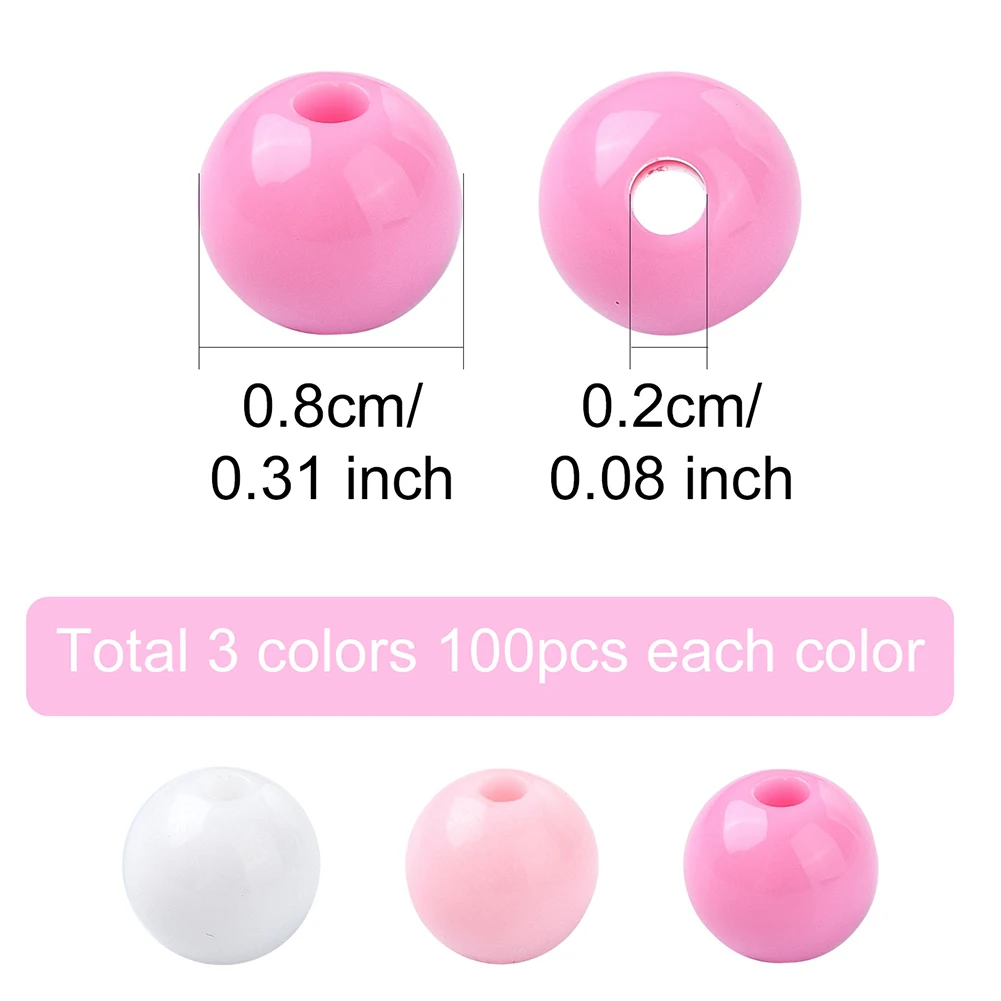 About 300Pcs 3 Colors Opaque Acrylic Round Beads for Christmas Gift DIY Earring Necklace Bracelets Jewelry Accessories