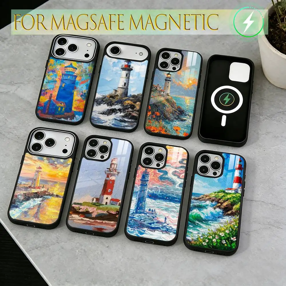 

Art oil painting of a lighthous Phone Case For iPhone17,16,15,14,13,12,11 Plus,Pro Magnetic with Magsafe Wireless Charging