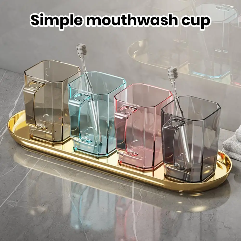 كوب غسول الفم البلاستيكي الشفاف مع مقبض كوب شطف خالي من الرائحة كوب خالي من الأزيز حامل فرشاة الأسنان للحمام المنزلي والسفر