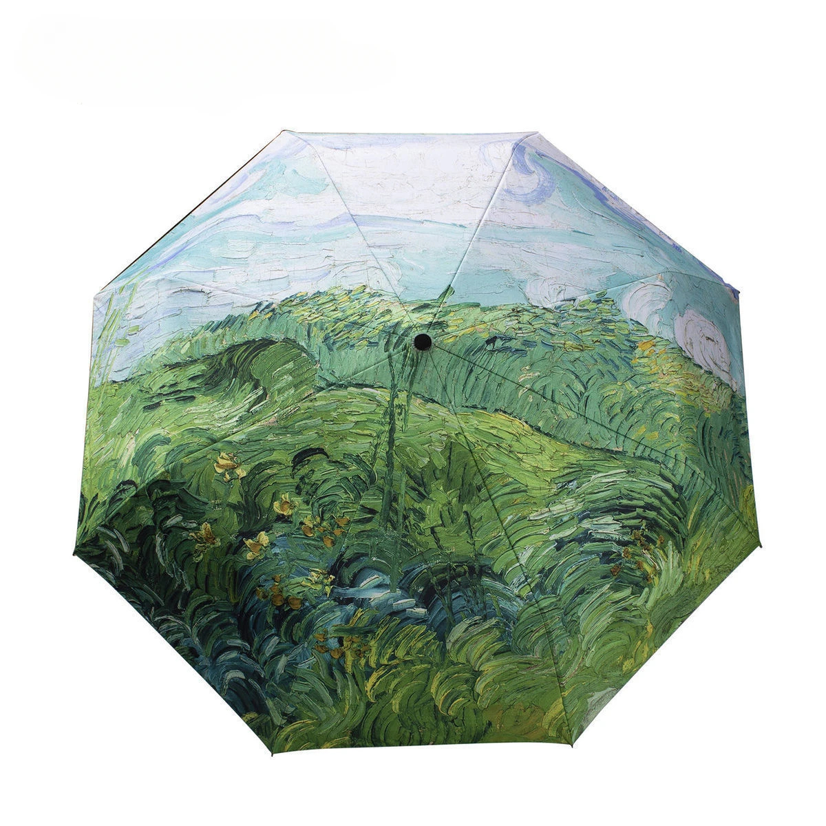 Automatic Umbrella with Van Gogh Oil Painting Patterns Small Fresh Vinyl Umbrella Fashionable Portable Small Portable Umbrella