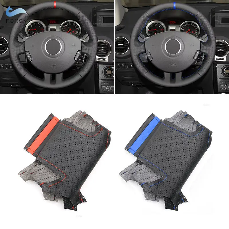 For Renault Clio 3 2005 2006 2007 2008 2009 2010 2011 2012 2013 Clio 3 RS Perforated Leather Car Inner Steering Wheel Cover Trim