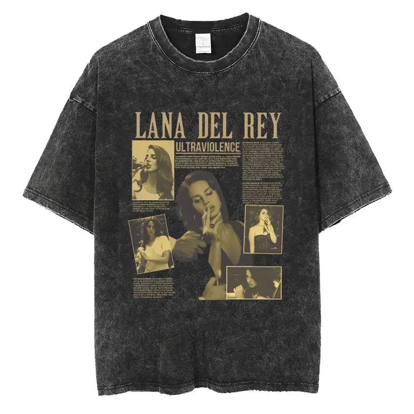 Singer Lana Del Rey Ldr Sailing Washed T-shirt Men Women Fashion Aesthetic Short Sleeve Tees Harajuku Vintage Streetwear T Shirt