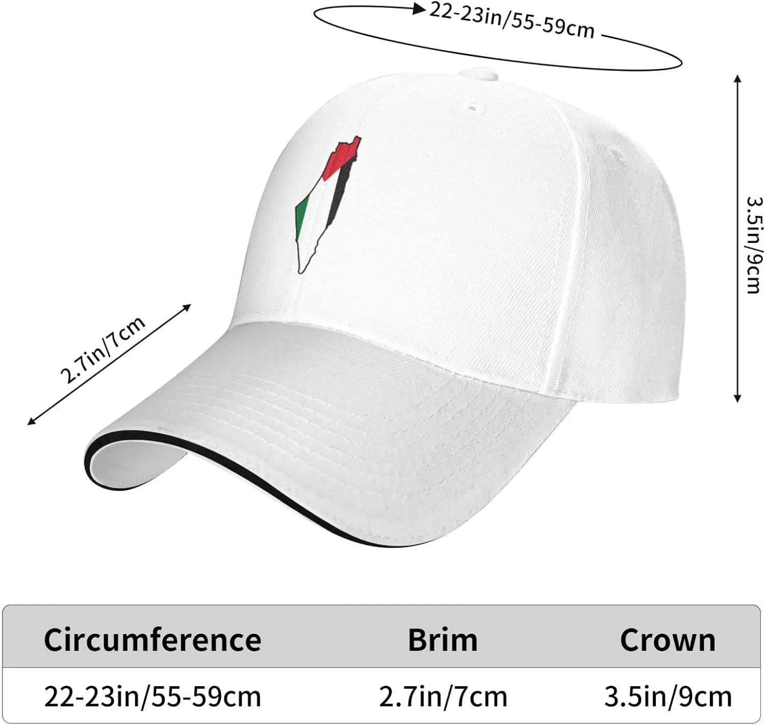 Vintage Baseball Cap for Men Women Vintage Flag Map of Palestine Palestinian Dad Hat Adjustable Black