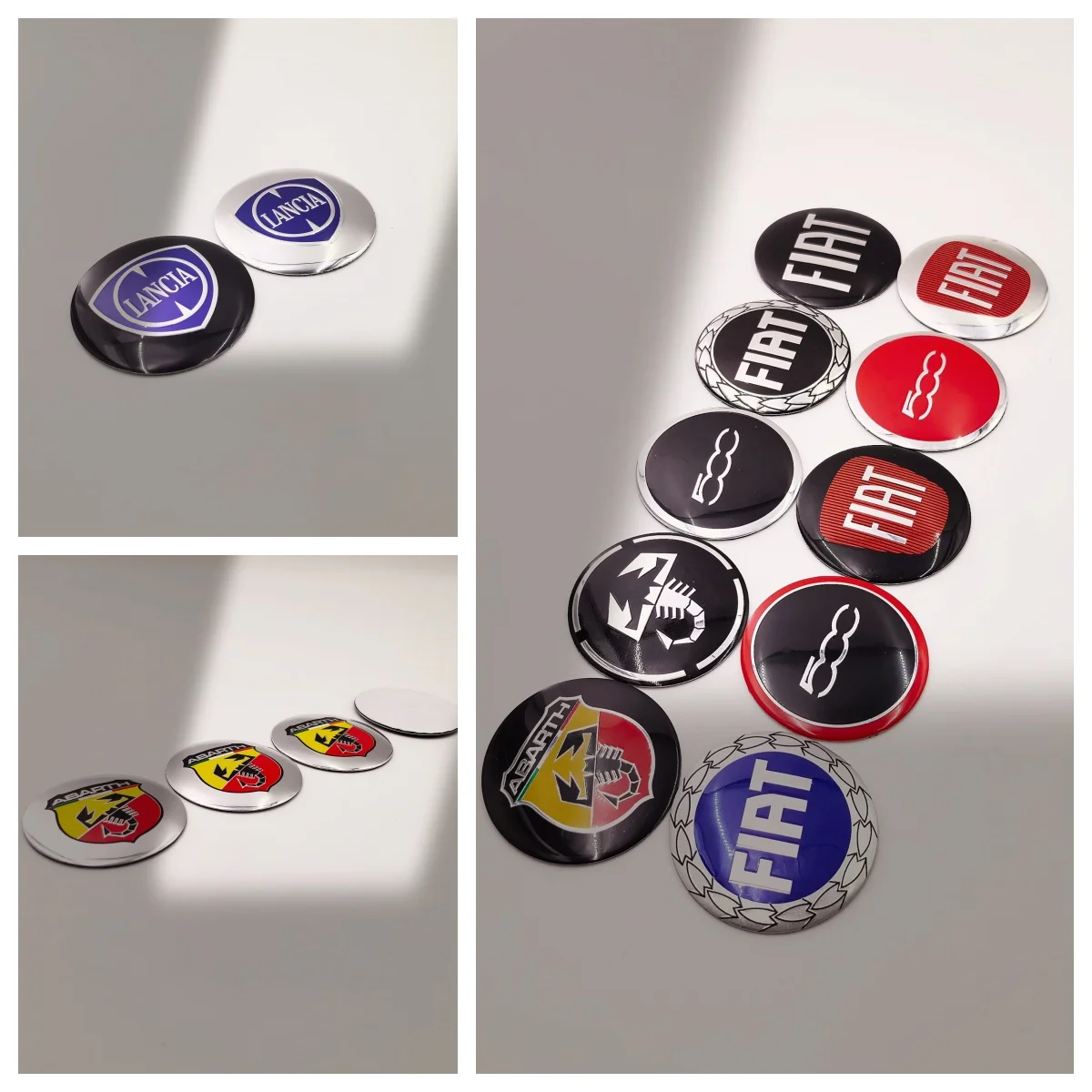 40pcs FIAT 500 Abarth Lancia 50/56mm Car Wheel Stickers Center Hub Cap Car Emblem Badge Decal Car Wheel Hub Cap Center Sticker