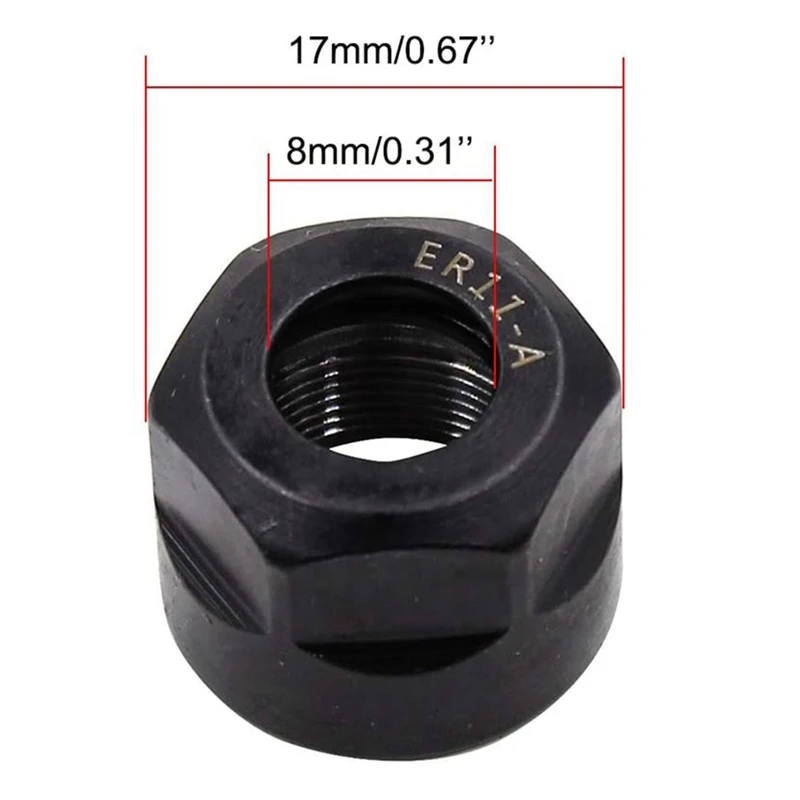 8Pcs ER11-A Type M14 Thread Collet Clamping Hex Nuts, For CNC Milling Chuck Holder Lathe