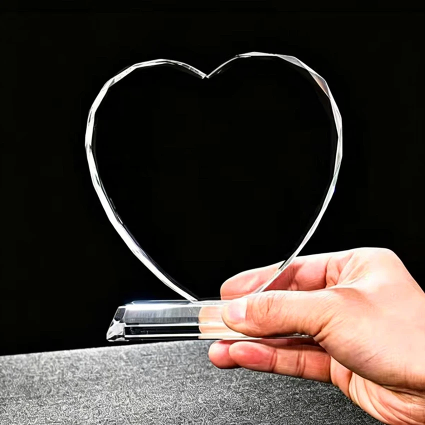 A Blank Crystal Award, Heart Shaped Crystal Trophy, Volunteer Appreciation Gift for Teacher Doctor Nurse Charity Event