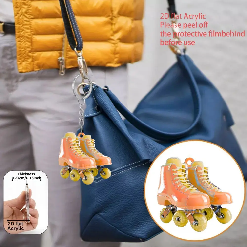 Candy Splicing Color Roller Skates Keychain 2D Acrylic Pendant Vibrant Sporty Accessory Party Favor Playful Design Festive Decor