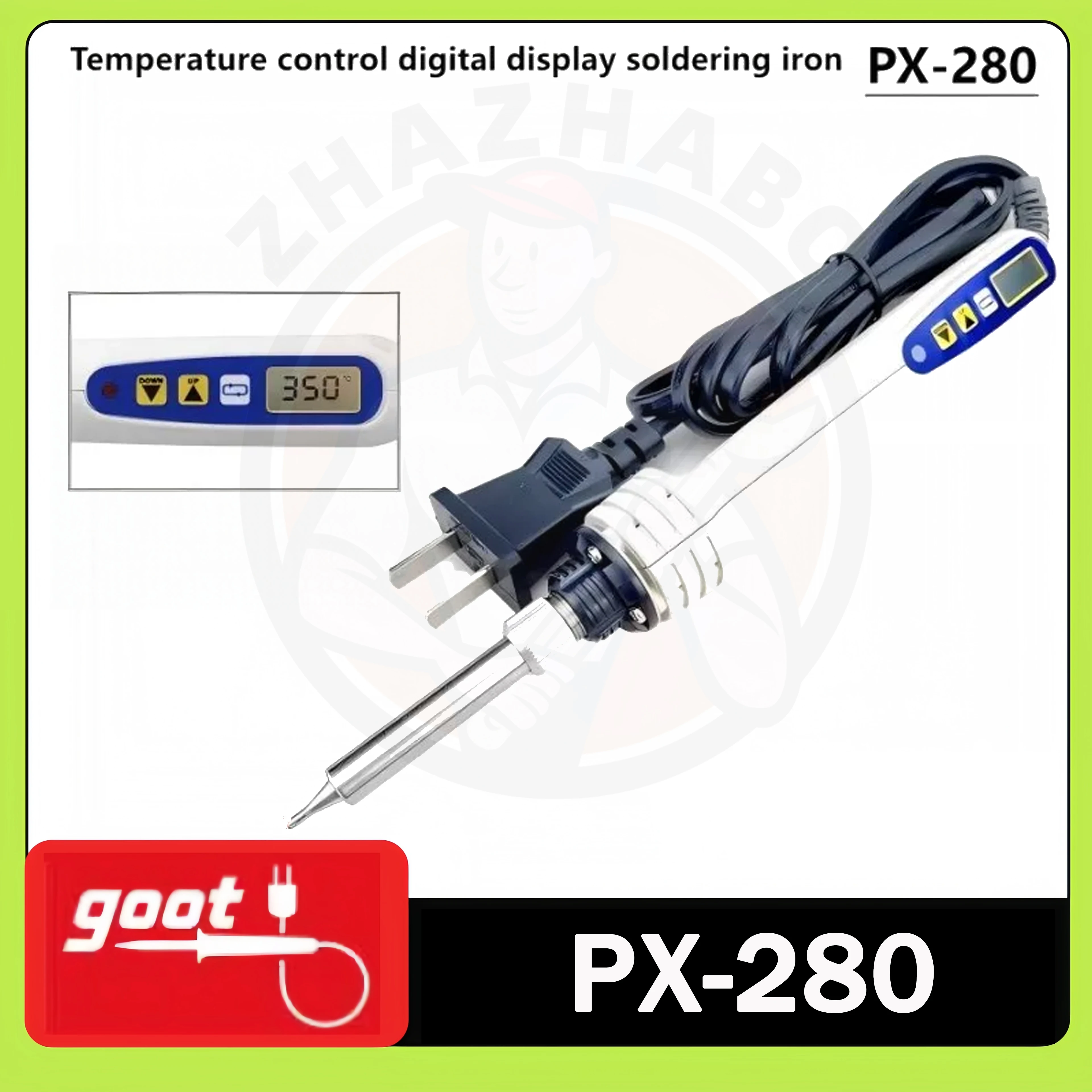 

GOOT PX-280 welding iron: 200-500℃ Temperature control, digital display, 220V for electronic welding repair